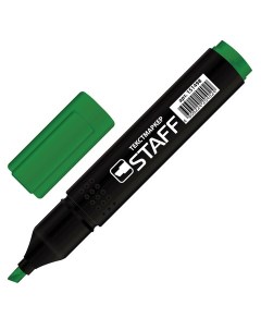 Маркер текстовыделитель Stick 1 4мм зеленый прямоугольный корпус 12шт Staff