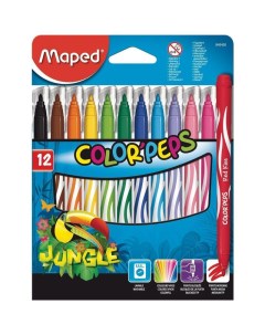 Фломастеры 12 цветов Color Peps Jungle линия 28мм смываемые 12 уп Maped