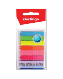 Клейкие закладки пластиковые 8 цветов неон по 20л 45x8мм 24 уп Berlingo