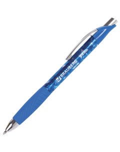 Ручка гелевая автоматическая Metropolis Gel 0 4мм корпус с печатью синий 12шт Brauberg