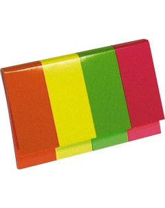 Клейкие закладки бумажные Index Stripes 4 цвета неон по 50л 20х50мм 24 уп Kores