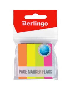 Клейкие закладки бумажные 4 цвета неон по 100л 12х50мм 12 уп Berlingo