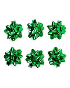 Бант звезда зеленый металлик 7 6 см 6 шт Дон баллон
