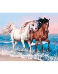 Алмазная мозаика картина стразами Две лошади 30х40 см Nobrand