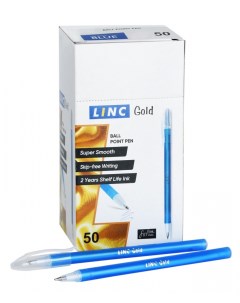 Ручка шариковая GOLD синий 0 7 мм ассорти кругл корп 50 шт Linc