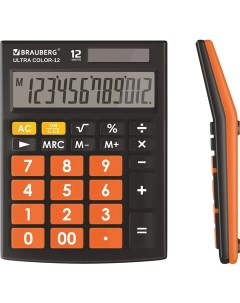 Калькулятор настольный Ultra Color 12 BKRG 12 разрядный черно оранжевый 20шт Brauberg