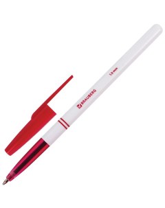Ручка шариковая Офисная красная корпус белый 140892 48 шт Brauberg