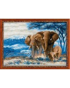 Набор для вышивания арт 1144 Слоны в саванне 40х30 см Риолис