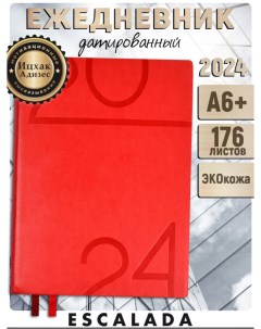 Ежедневник датированный 2024 красный А6 в мягком переплёте из кожзама 176 л Escalada