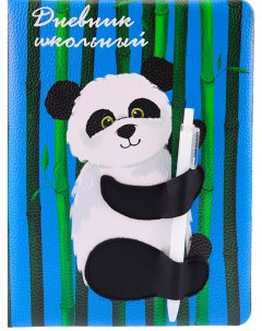 Дневник ProfPress панда в воде тв переплет кожзам с печатью и аппликацией ляссе 48 л Проф-пресс