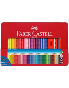 Карандаши цветные 48 цветов Grip заточенные 3шт кисть точилка Faber-castell