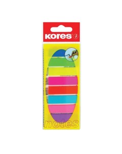 Клейкие закладки пластиковые 8 цветов неон по 25л 12х45мм на линейке 24 уп Kores
