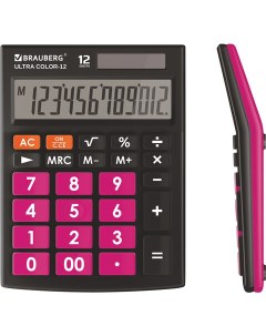 Калькулятор настольный Ultra Color 12 BKWR 12 разрядный черно малиновый 20шт Brauberg