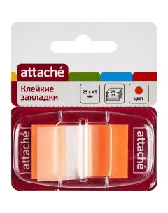 Клейкие закладки пластиковые оранжевый по 25л 25х45мм 48 уп Attache