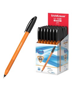 Ручка шариковая U 108 Orange Stick черная 1 шт Erich krause