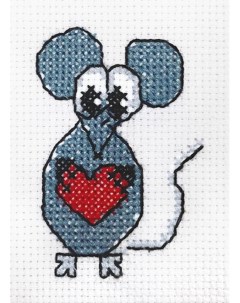 Набор для вышивания крестом Мышонок с сердечком арт 7 115 Klart