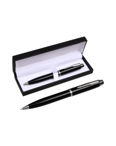 Шариковая ручка подарочная в кожзам футляре Атлантик черный с серебром Calligrata