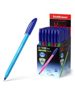 Ручка шариковая U 108 Neon Stick пишущий узел 1 мм синий в ассортименте Erich krause