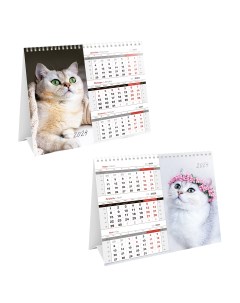 Календарь домик настольный Mono Premium Cats 2024г 3шт Officespace