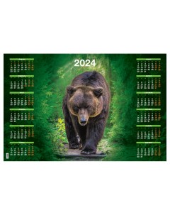 Календарь настенный листовой А1 Хозяин леса 2024г 20шт Officespace