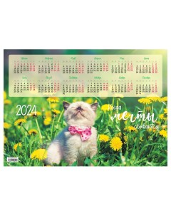 Календарь настенный листовой А3 Котенок 2024г 20шт Officespace