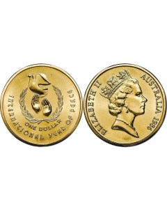 Монета Австралия 1 доллар 1986 Международный год мира UNC Nobrand