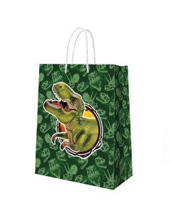 Пакет подарочный Динозавр на зеленом паттерне 310214 335 406 155 мм Nd play