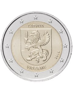 Памятная монета 2 евро Видземе Исторические области Латвии Латвия 2016гв В состоянии UNC Nobrand