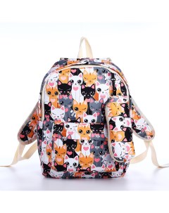 Рюкзак школьный из текстиля на молнии 3 кармана пенал цвет разноцветный оранжевый Nobrand