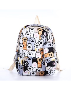 Рюкзак школьный из текстиля на молнии 3 кармана пенал цвет разноцветный серый Nobrand