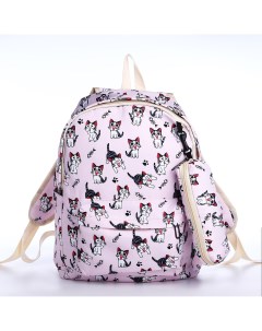 Рюкзак школьный из текстиля на молнии 3 кармана пенал цвет розовый Nobrand