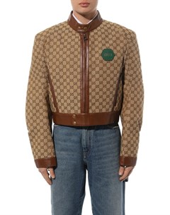 Джинсовая куртка с кожаной отделкой Gucci