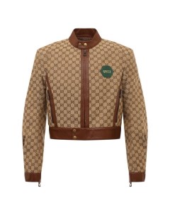 Джинсовая куртка с кожаной отделкой Gucci