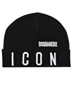 Черная шапка с вышивкой Icon детская Dsquared2