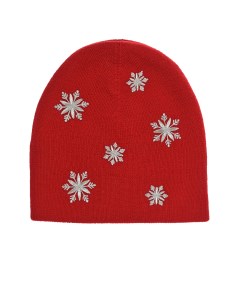 Красная шапка с декором снежинки детская Regina
