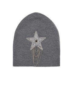 Серая шапка со звездой из стразов детская Regina