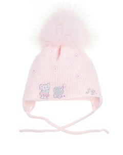 Розовая шапка с аппликициями Слоники детская Joli bebe