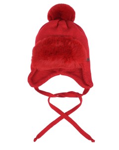 Красная шапка с меховой отделкой детская Il trenino