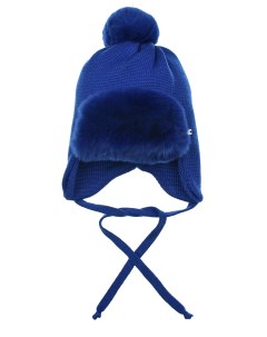 Синяя шапка с меховой отделкой детская Il trenino