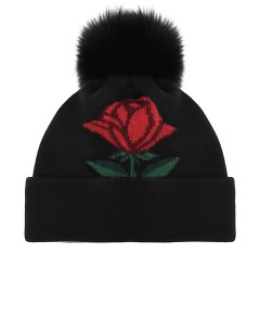 Черная шапка с принтом роза детская Chobi