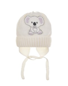 Белая шапка с декором коала детская Catya