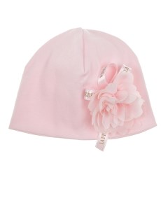 Розовая шапка с аппликацией роза детская La perla