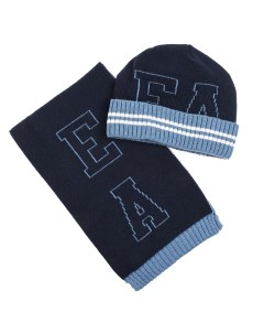 Синий комплект шарф и шапка 150х21 см детский Emporio armani