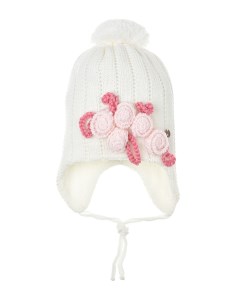 Белая шапка с цветочным декором детская Aletta