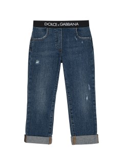 Синие джинсы с поясом на резинке детские Dolce&gabbana