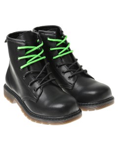 Черные ботинки с зелеными шнурками детские Diesel