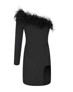 Черное платье с перьями Aline
