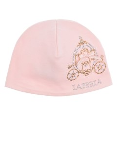 Розовая шапка со стразами детская La perla
