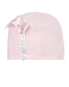 Розовая шапка с бантом детская La perla