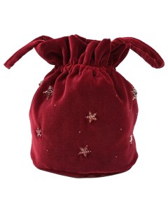 Бордовая бархатная сумка со стразами 14x14x18 см детская Il gufo
